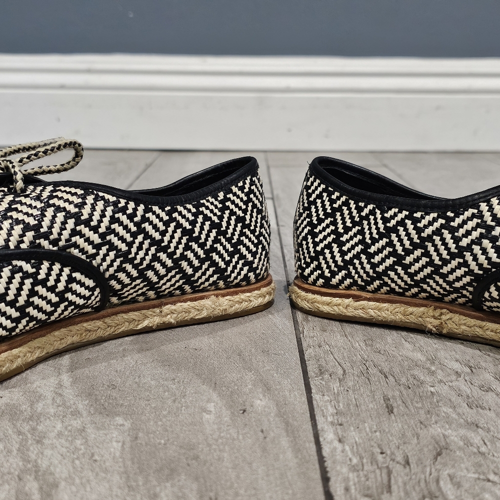LOEFFLER RANDALL Kayla Black Woven Mesh Lace Up Espadrille Loafers 9M - Picture 6 of 8